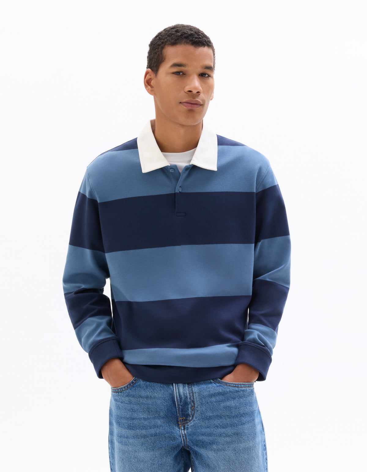 Regular Fit 100% Cotton Stripes Polo Collar T-Shirts