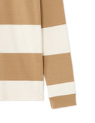 Regular Fit 100% Cotton Striped Polo Collar T Shirts - Beige