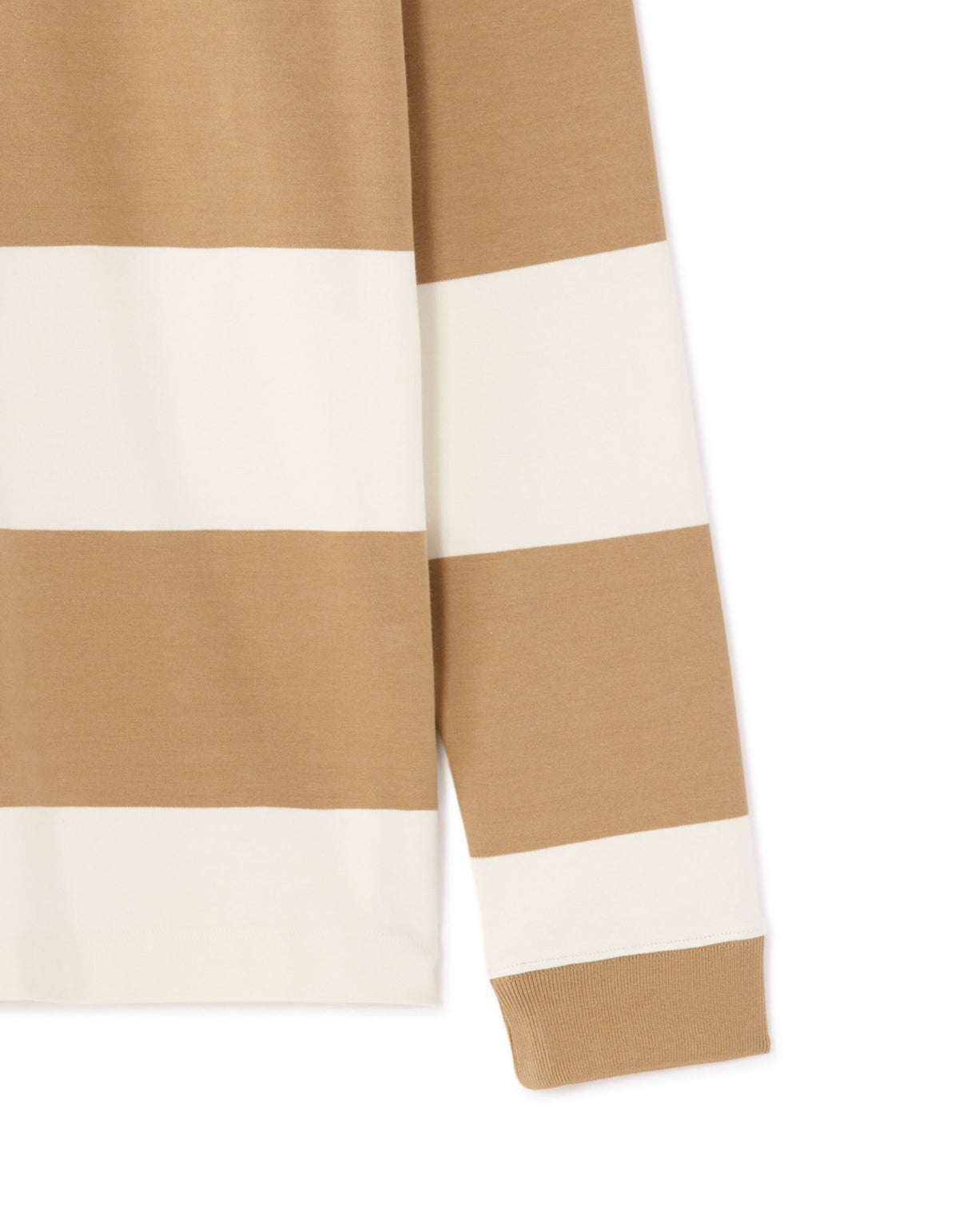 Regular Fit 100% Cotton Striped Polo Collar T Shirts - Beige