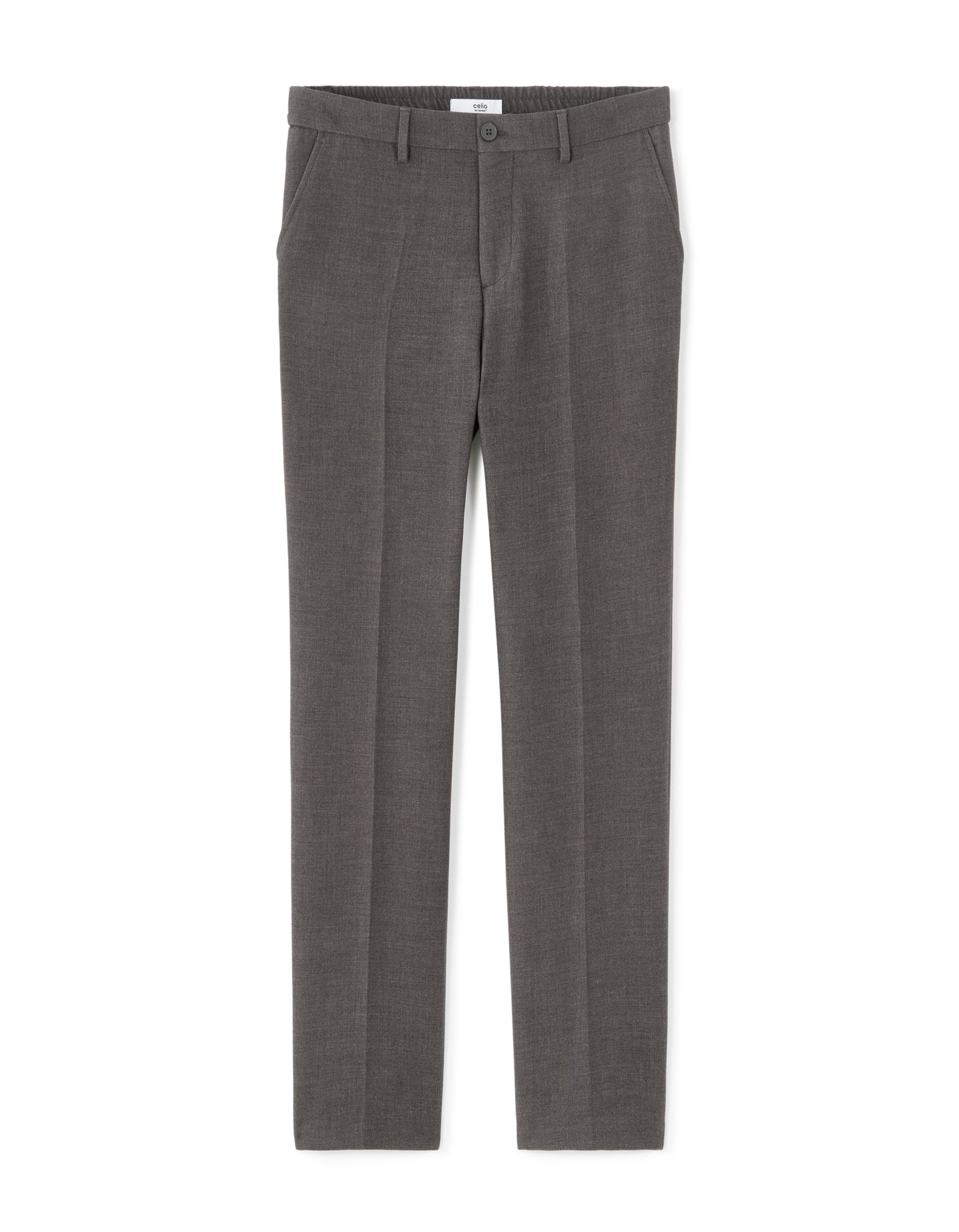Straight Fit Poly-Viscose Solid  Casual Trouser - Grey