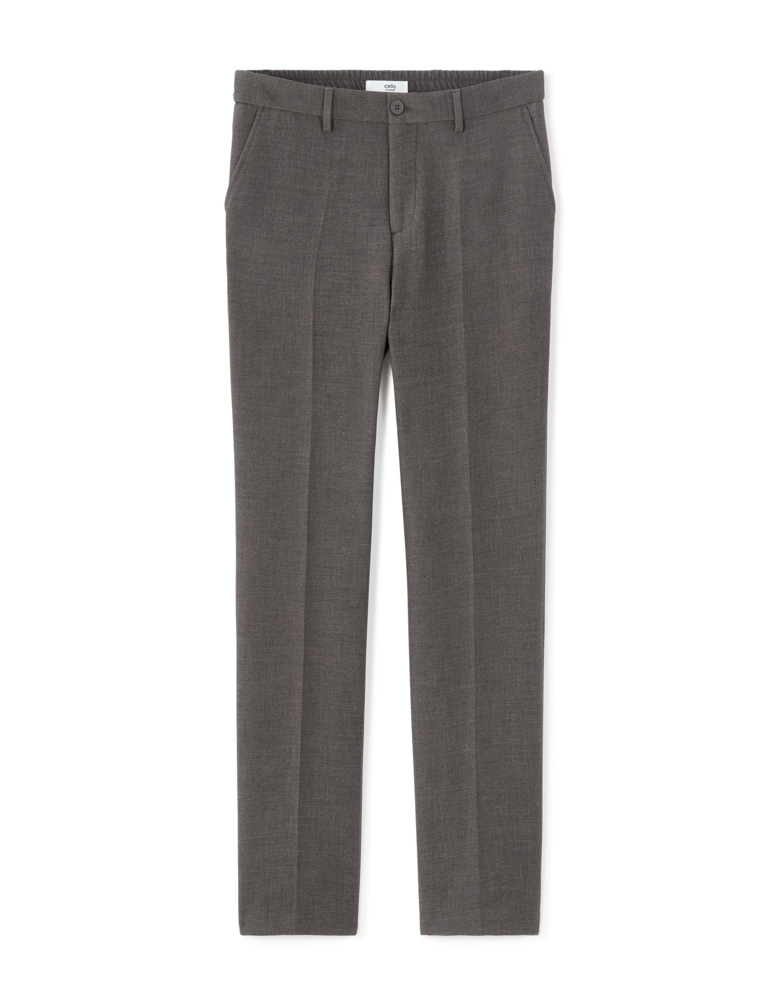 Straight Fit Poly-Viscose Solid  Casual Trouser - Grey