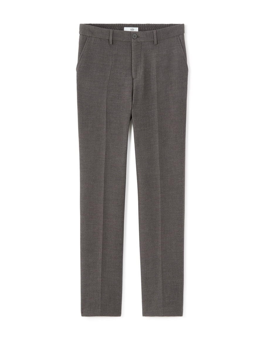 Straight Fit Poly-Viscose Solid  Casual Trouser - Grey