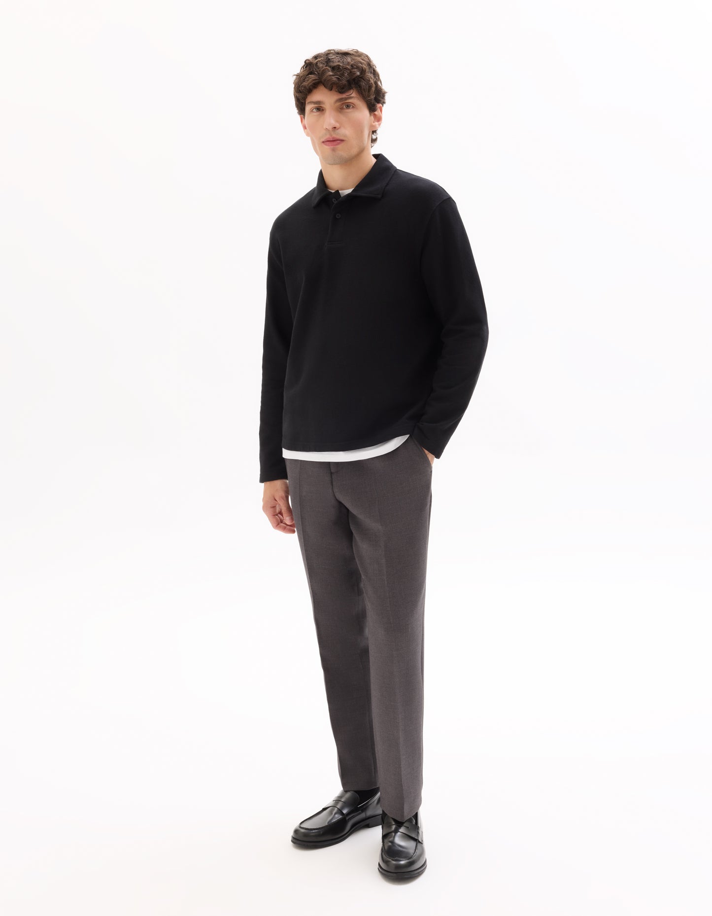 Straight Fit Poly-Viscose Solid  Casual Trouser - Grey