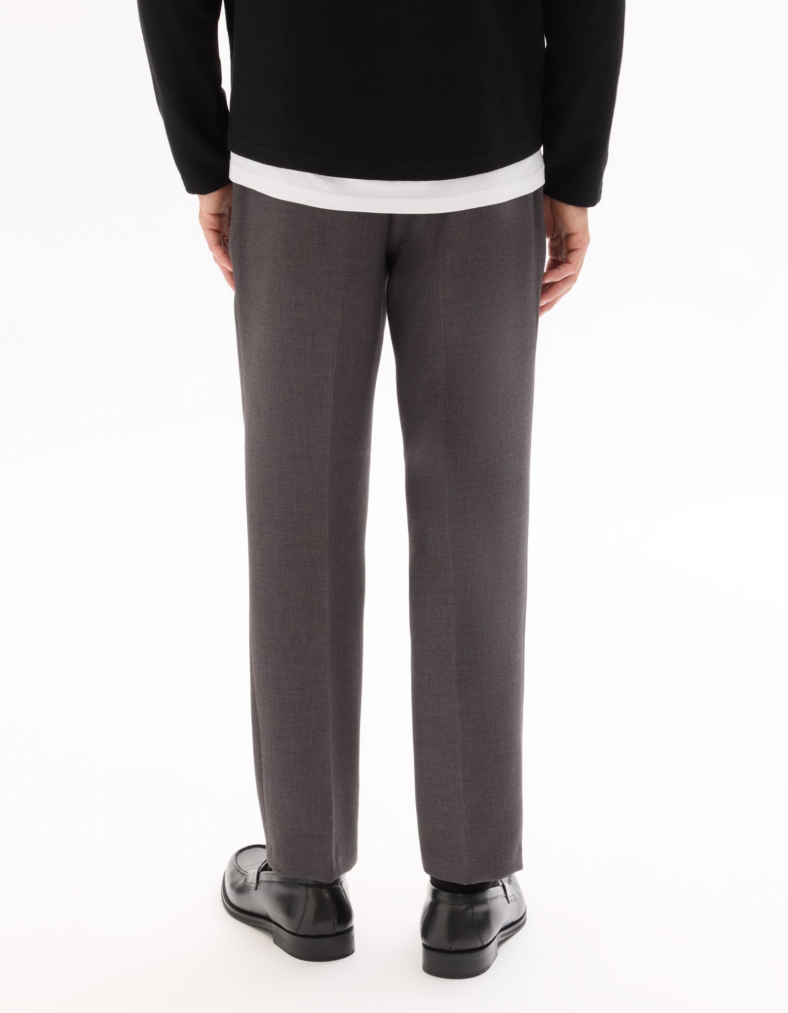 Straight Fit Poly-Viscose Solid  Casual Trouser - Grey