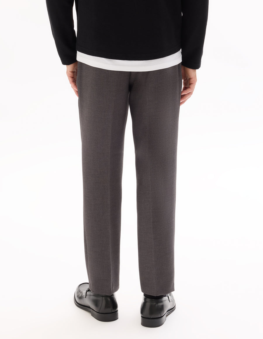 Straight Fit Poly-Viscose Solid  Casual Trouser - Grey
