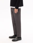 Straight Fit Poly-Viscose Solid  Casual Trouser - Grey