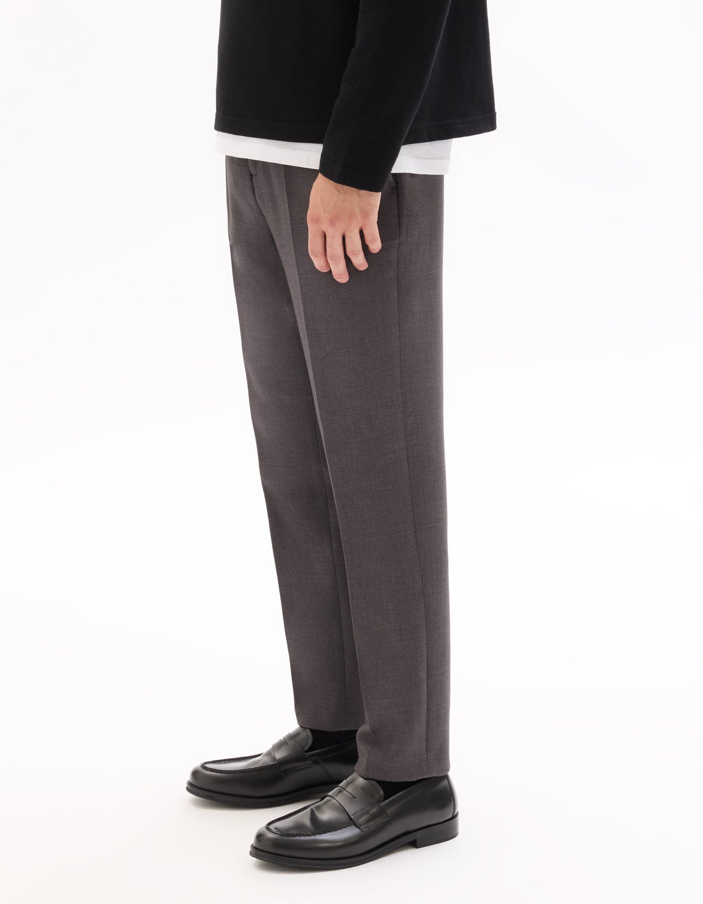 Straight Fit Poly-Viscose Solid  Casual Trouser - Grey
