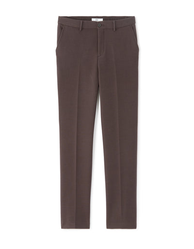 Straight Fit Poly-Viscose Solid  Casual Trouser - Brown