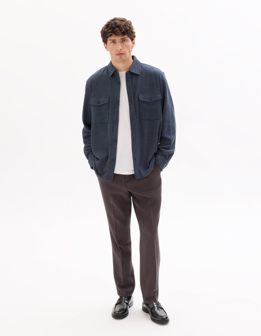 Straight Fit Poly-Viscose Solid  Casual Trouser - Brown