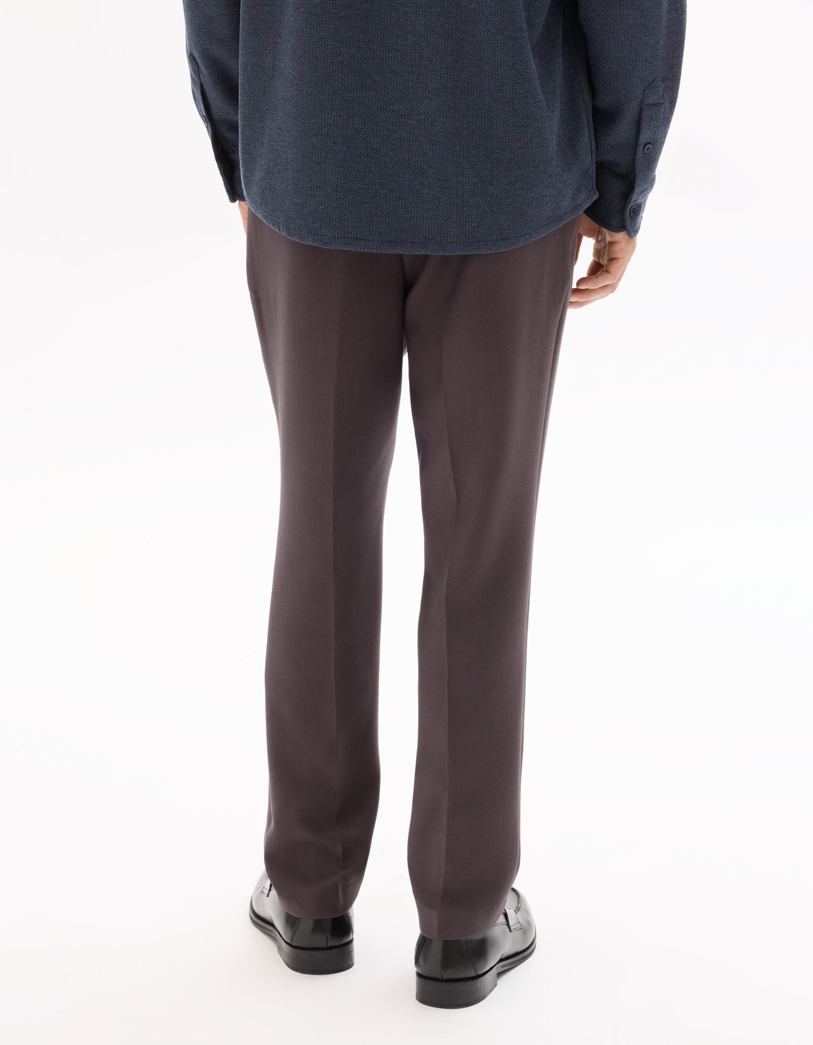 Straight Fit Poly-Viscose Solid  Casual Trouser - Brown