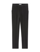 Straight Fit Poly-Viscose Solid  Casual Trouser - Black