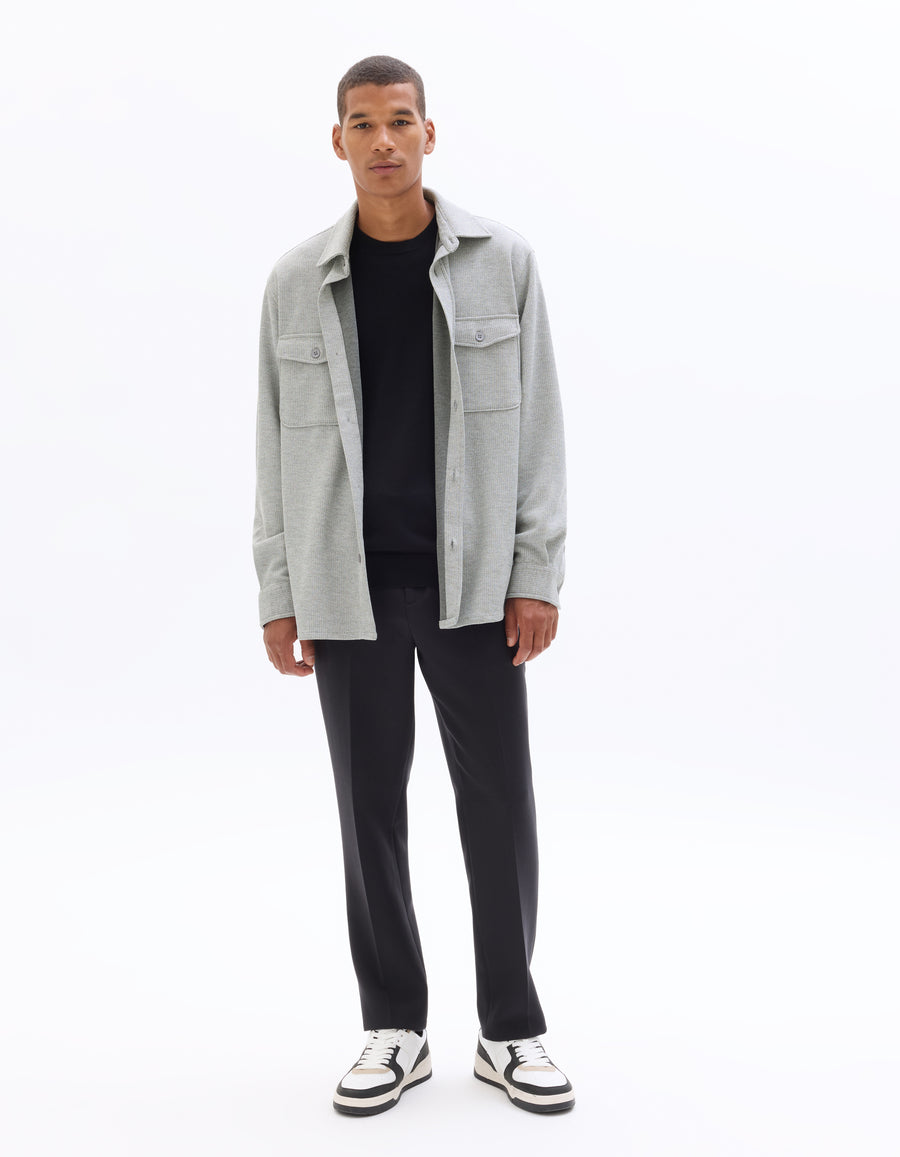 Straight Fit Poly-Viscose Solid  Casual Trouser - Black