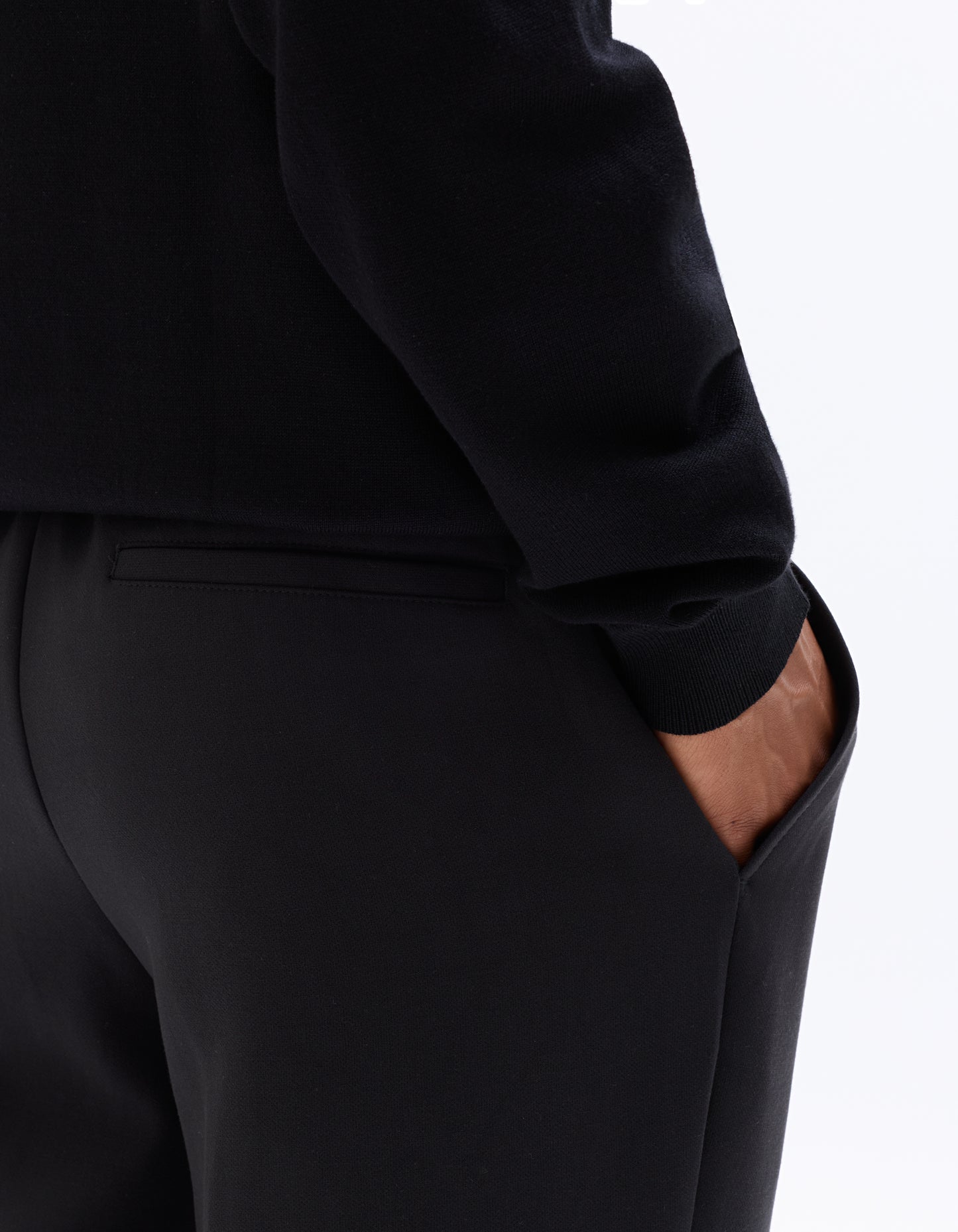 Straight Fit Poly-Viscose Solid  Casual Trouser - Black