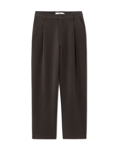 Baggy Fit Poly Viscose Casual Trousers - Brown