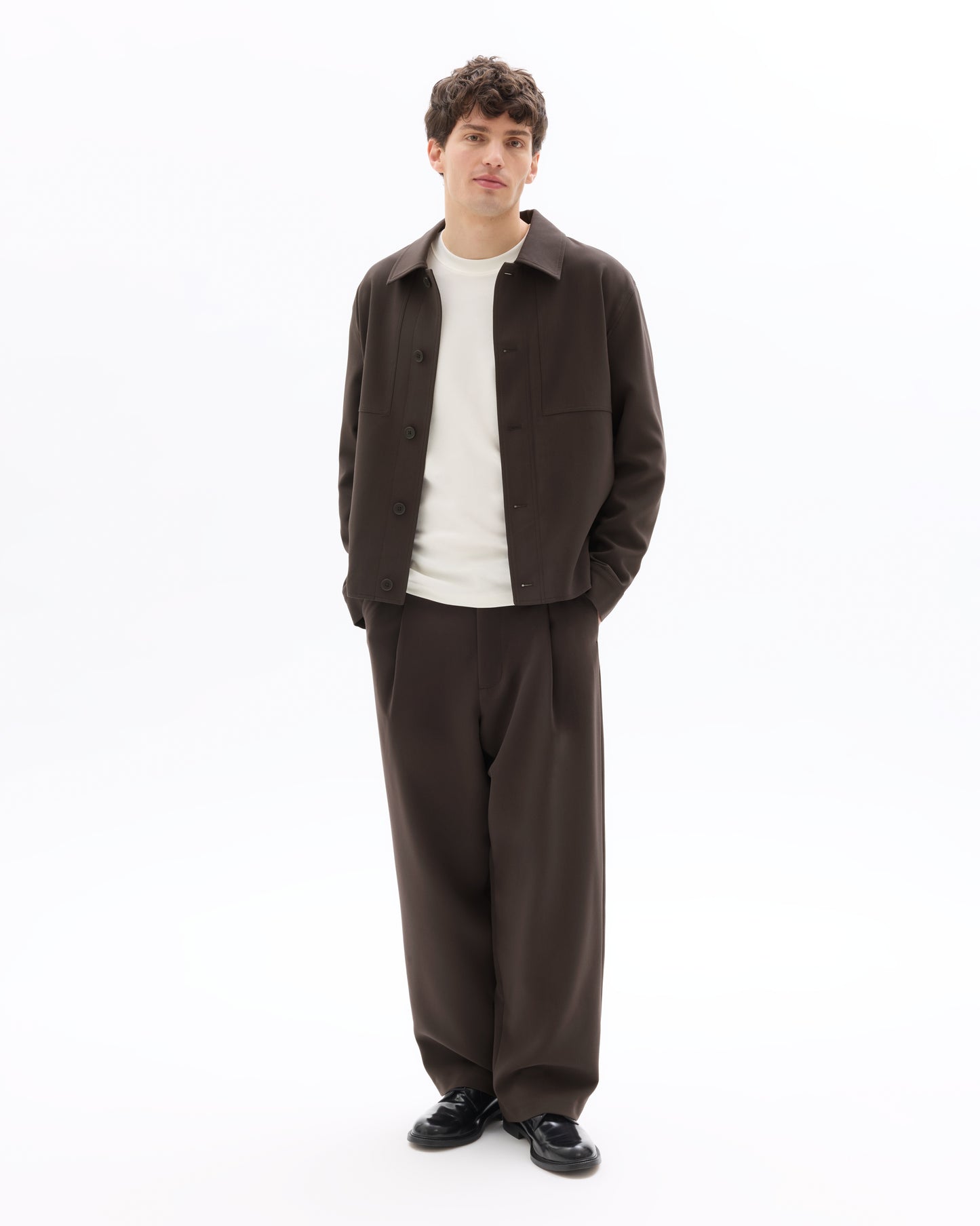 Baggy Fit Poly Viscose Casual Trousers - Brown