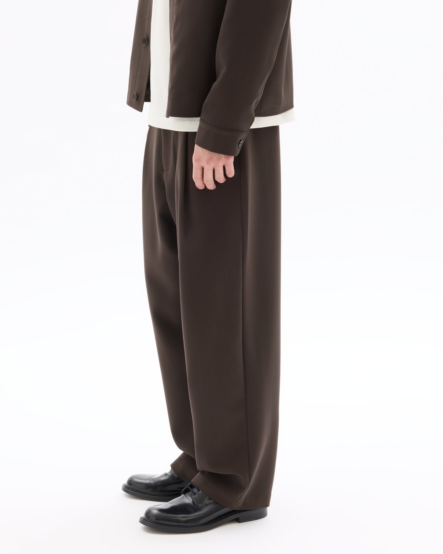 Baggy Fit Poly Viscose Casual Trousers - Brown