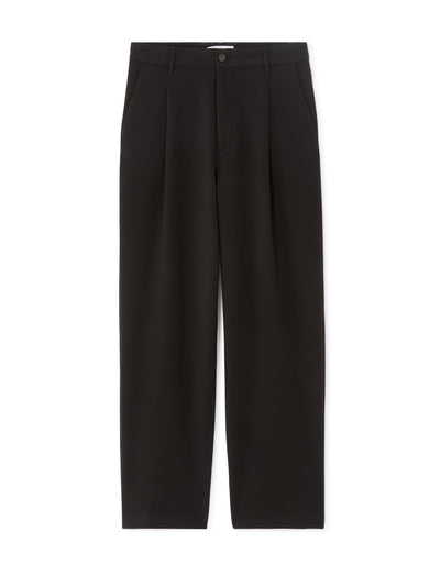 Baggy Fit Poly Viscose Casual Trousers - Black