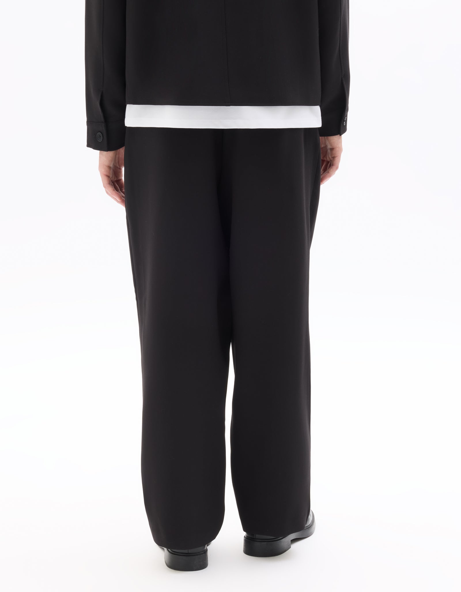 Baggy Fit Poly Viscose Casual Trousers - Black