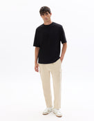 Straight Fit 100% Cotton Solid Casual Trouser - Beige