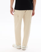 Straight Fit 100% Cotton Solid Casual Trouser - Beige