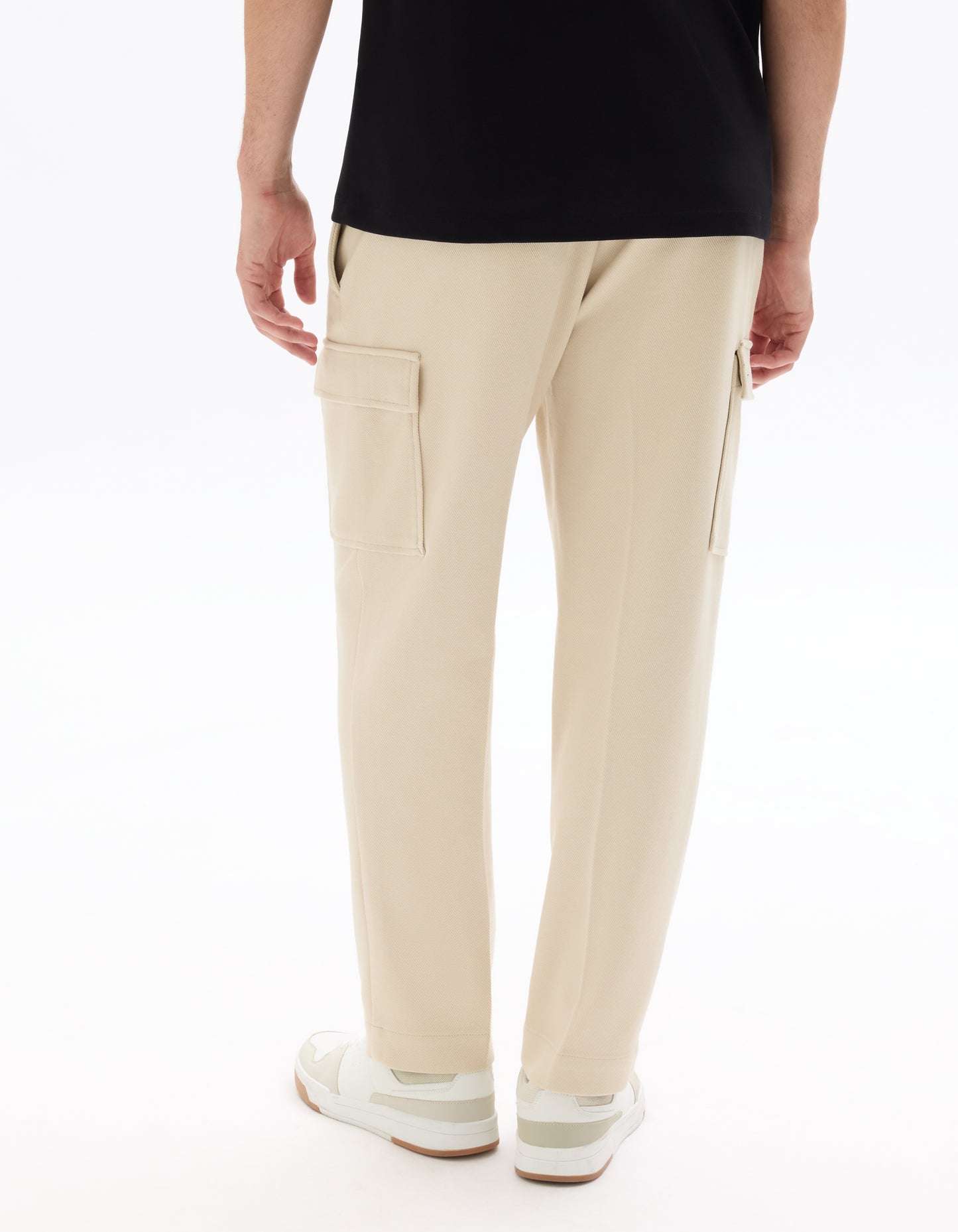 Straight Fit 100% Cotton Solid Casual Trouser - Beige