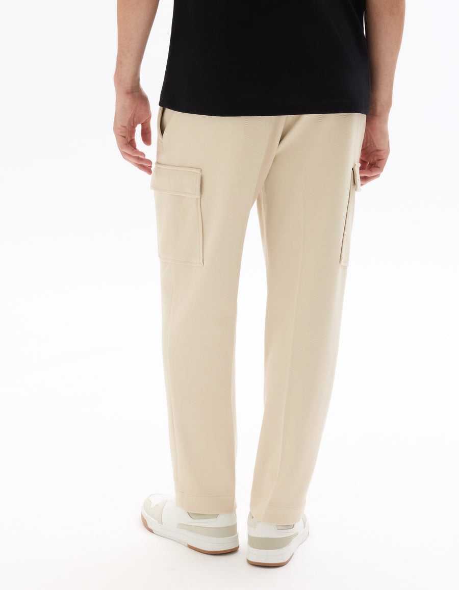 Straight Fit 100% Cotton Solid Casual Trouser - Beige