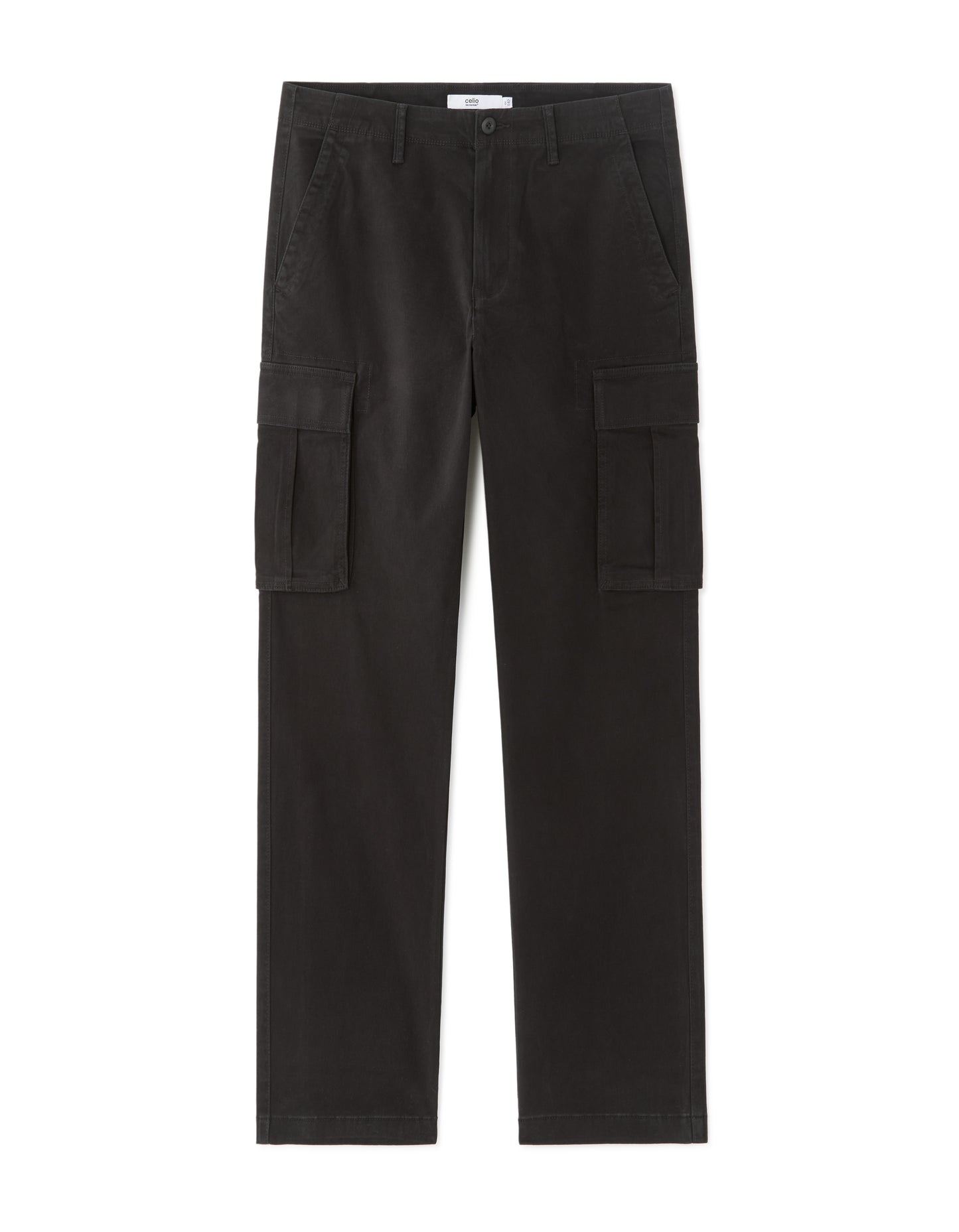 Straight Fit 100% Cotton Casual Trousers - Black