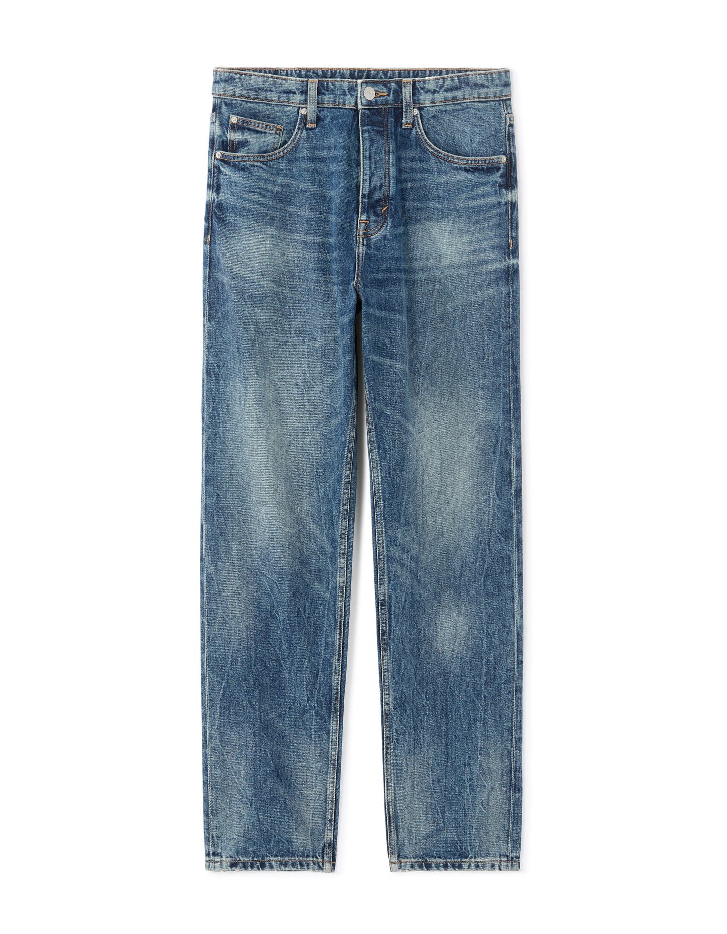 Straight Fit 100% Cotton Solid  Jeans - Blue