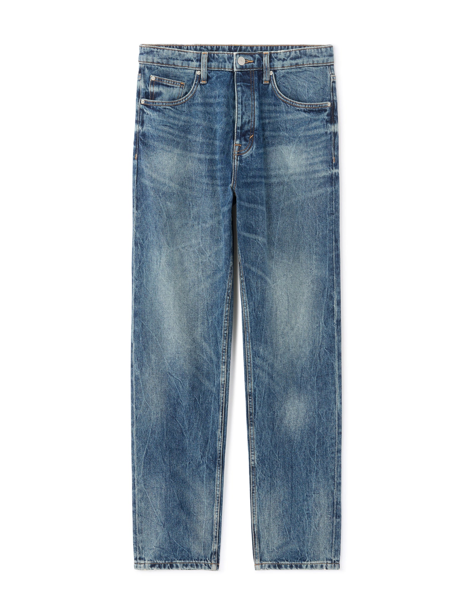 Straight Fit 100% Cotton Solid  Jeans - Blue