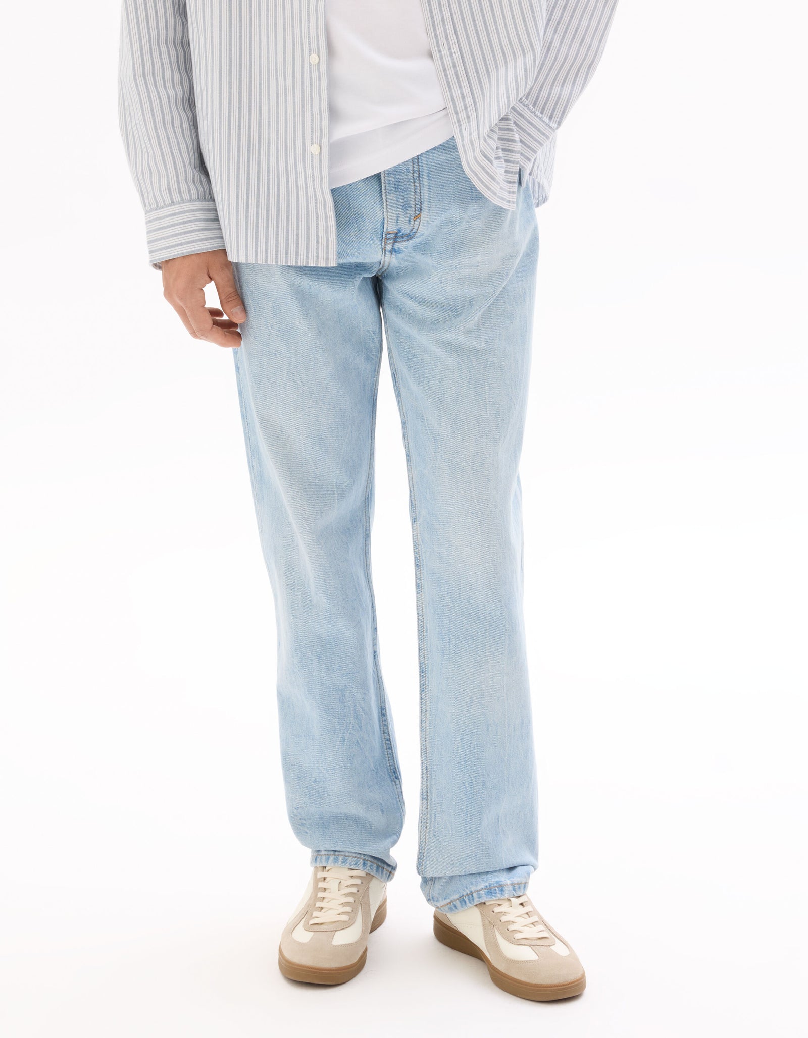 Straight Fit 100% Cotton Solid  Jeans - Blue