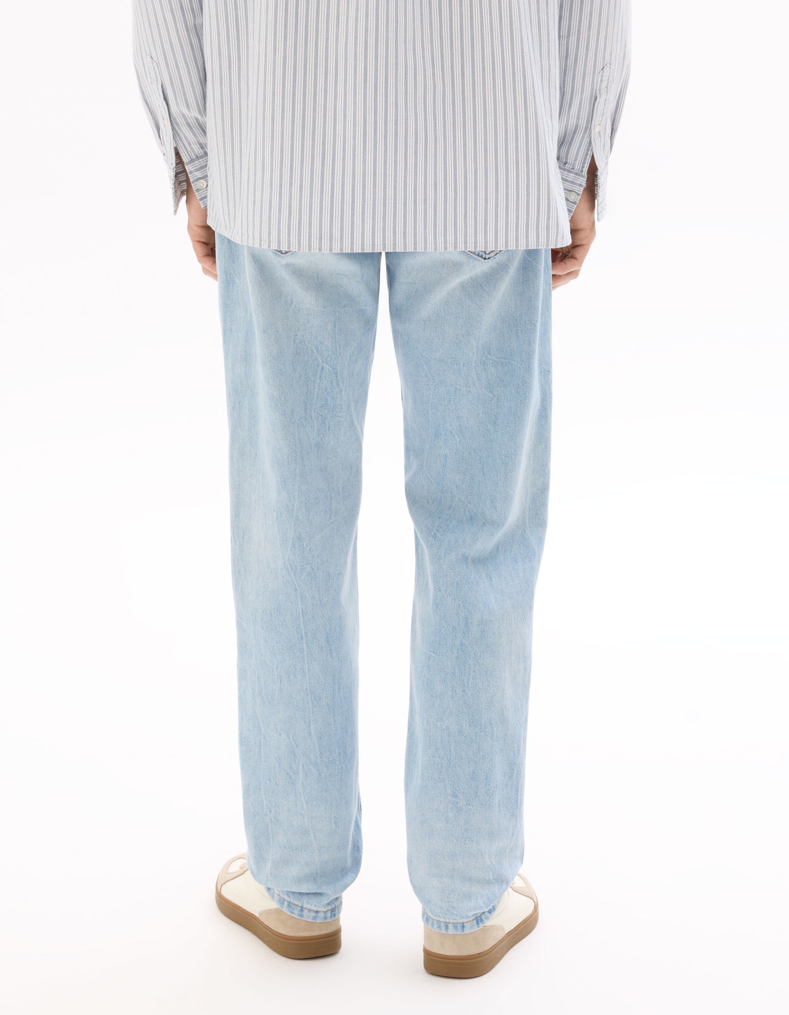 Straight Fit 100% Cotton Solid  Jeans - Blue