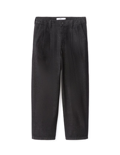 Carrot Fit 100% Cotton Solid  Jeans - Black