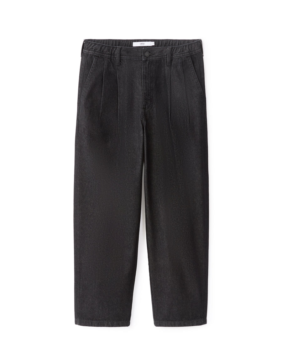 Carrot Fit 100% Cotton Solid  Jeans - Black
