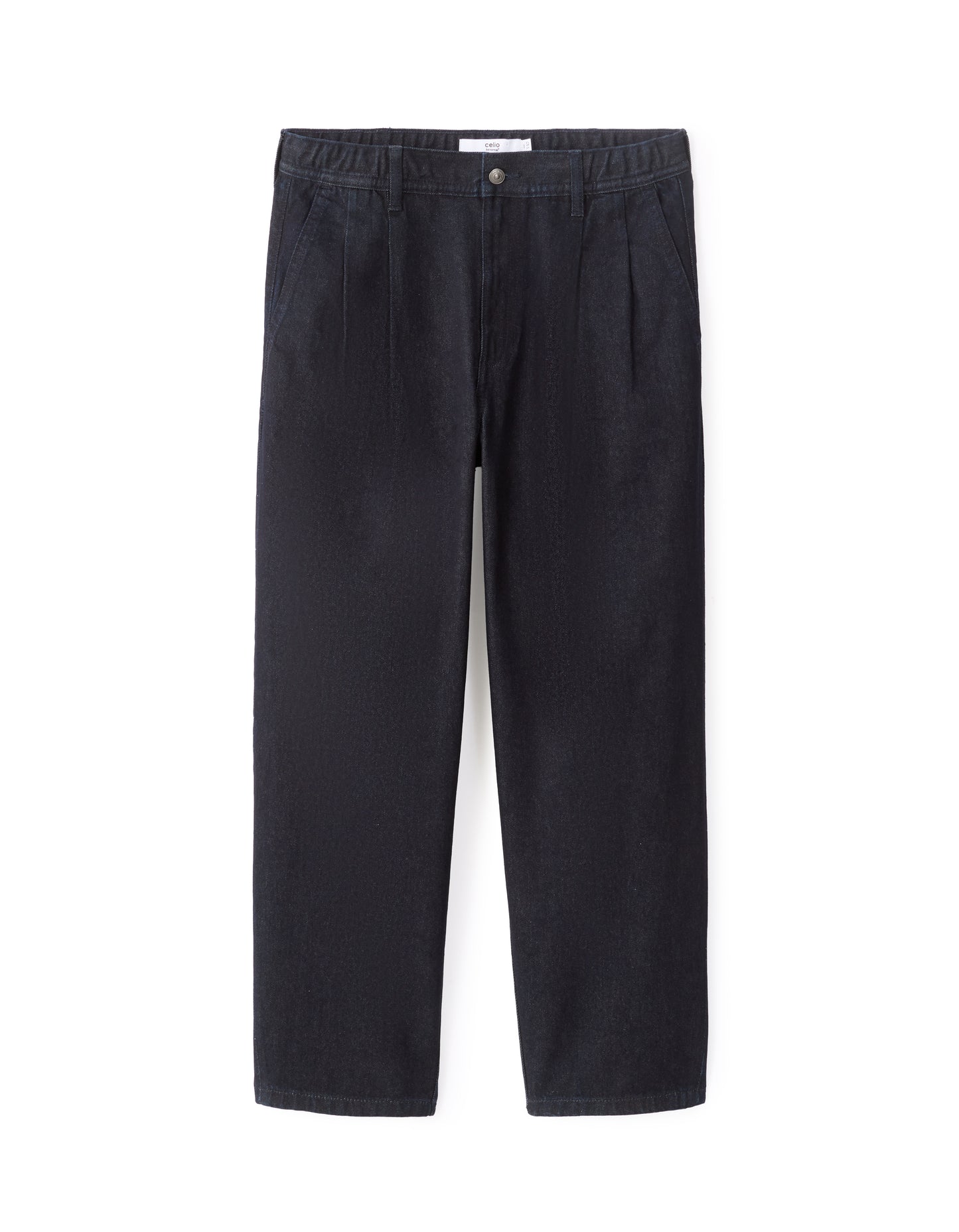 Carrot Fit 100% Cotton Solid  Jeans - Navy Blue