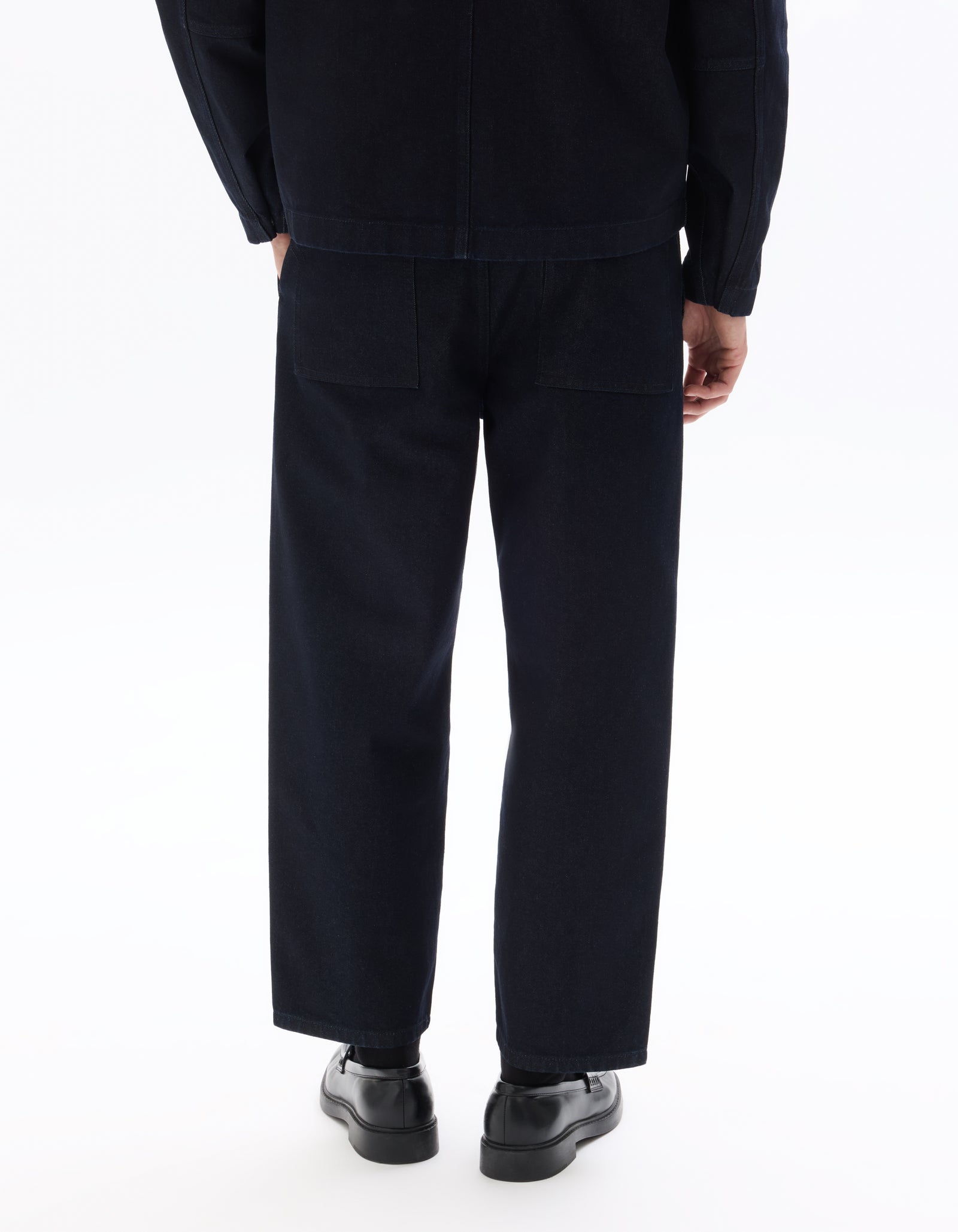 Carrot Fit 100% Cotton Solid  Jeans - Navy Blue