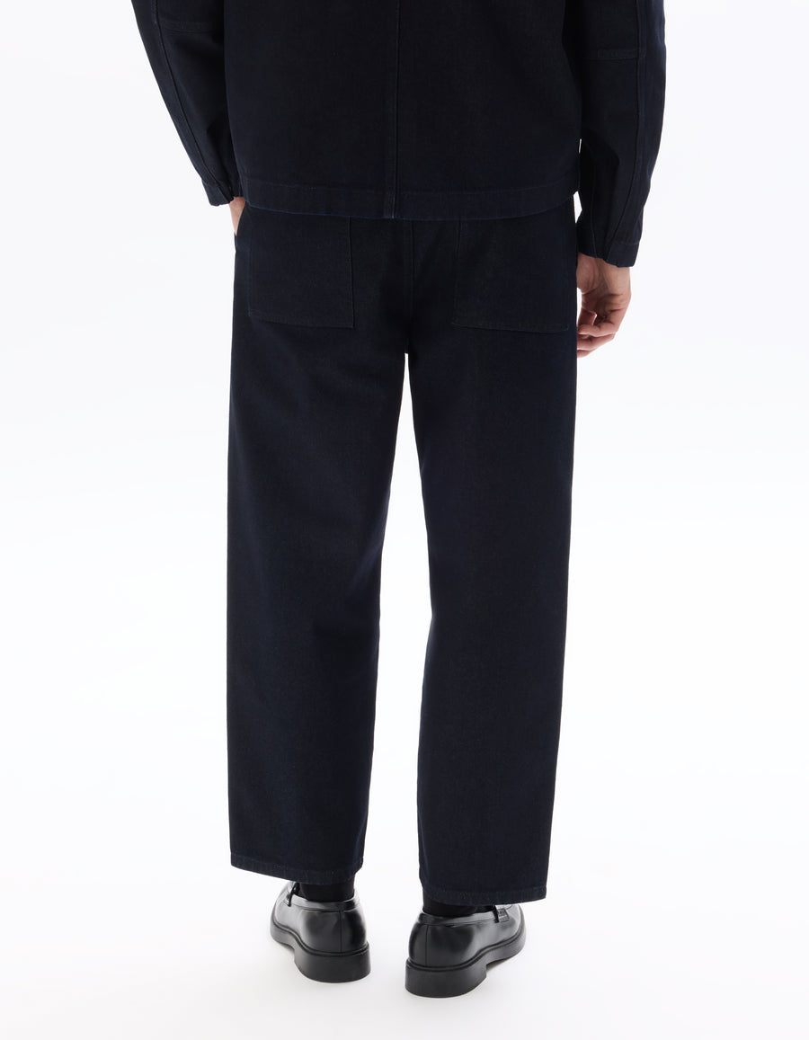 Carrot Fit 100% Cotton Solid  Jeans - Navy Blue