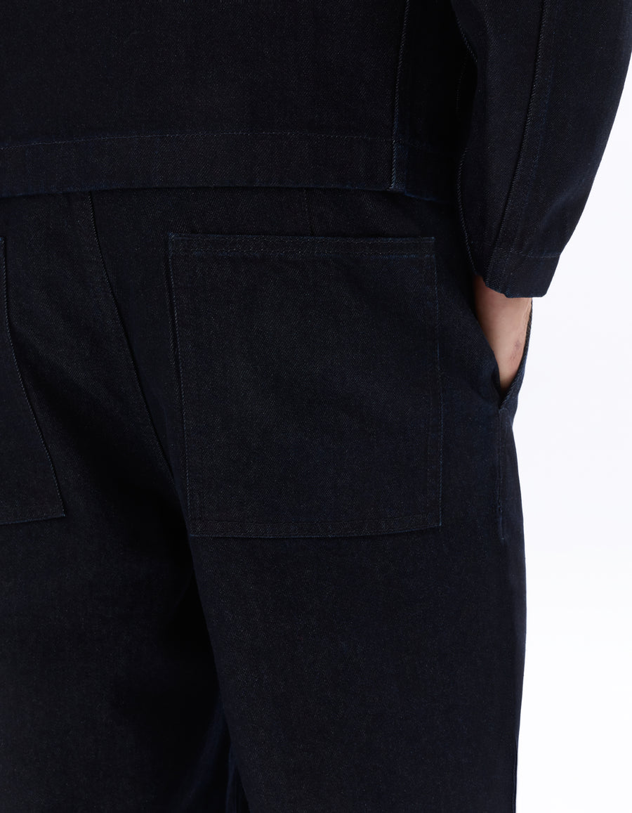 Carrot Fit 100% Cotton Solid  Jeans - Navy Blue