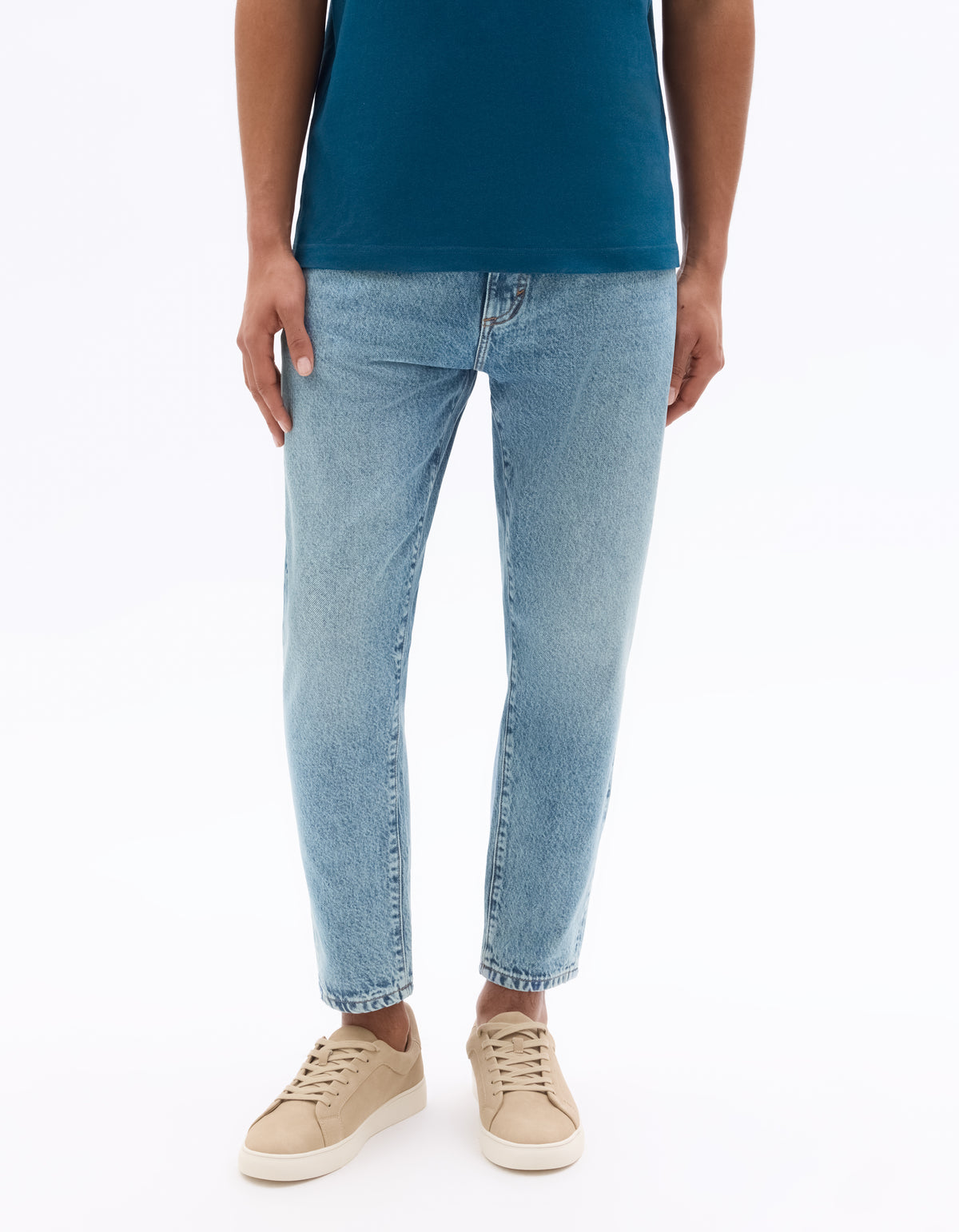 Cropped 100% Cotton Solid Jeans