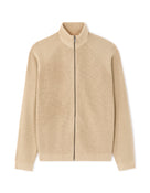 Regular Fit Poly-Cotton Textured High Neck Sweaters - Beige