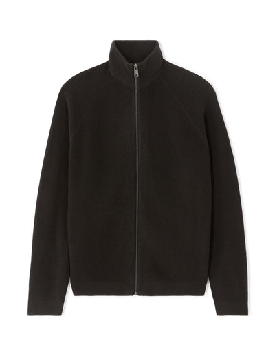 Regular Fit Poly-Cotton Textured High Neck Sweaters - Black