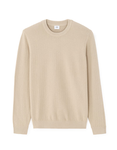 Regular Fit 100% Cotton Crew Neck Sweaters - Beige