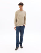 Regular Fit 100% Cotton Crew Neck Sweaters - Beige