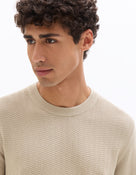 Regular Fit 100% Cotton Crew Neck Sweaters - Beige