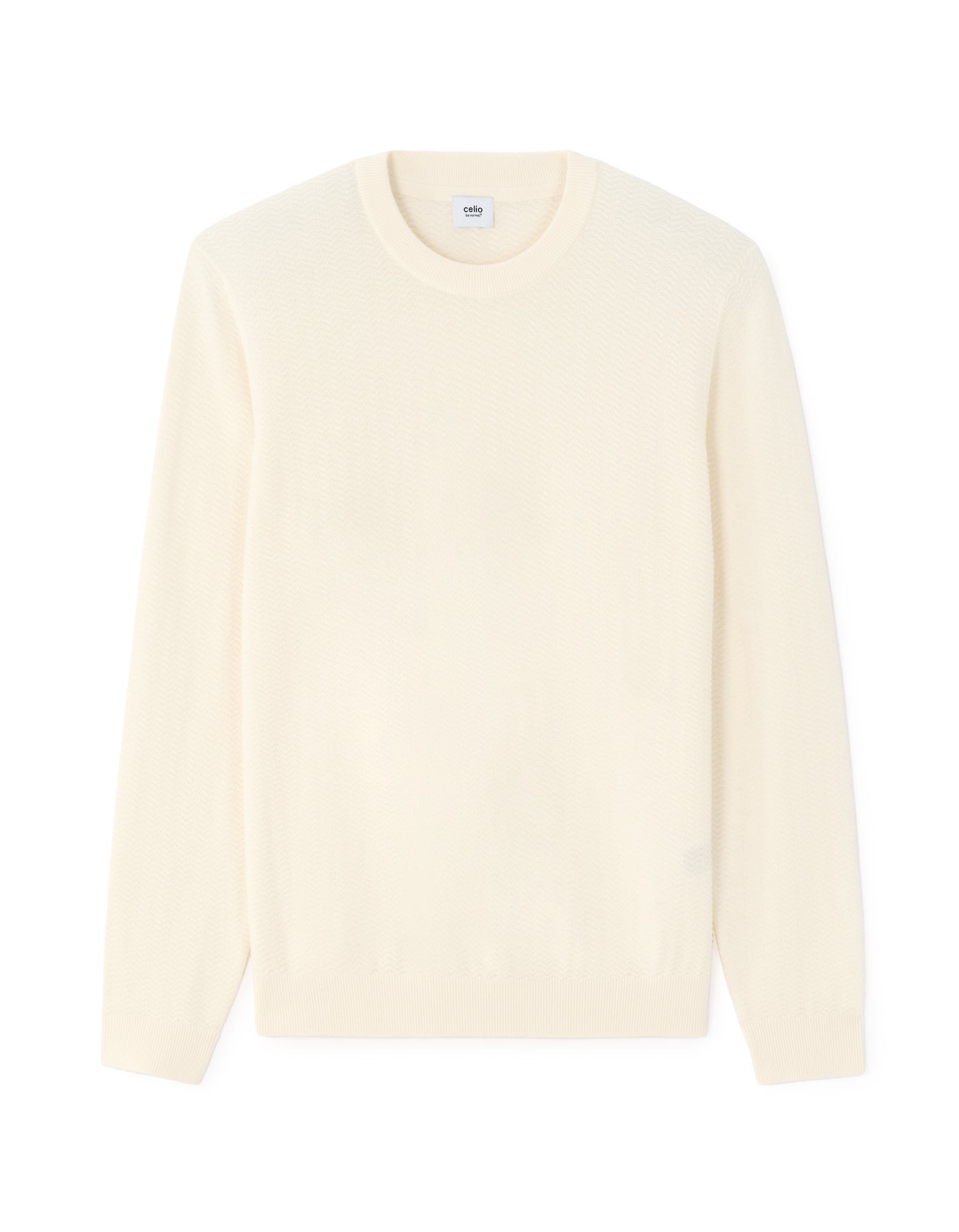 Regular Fit 100% Cotton Crew Neck Sweaters - Off White