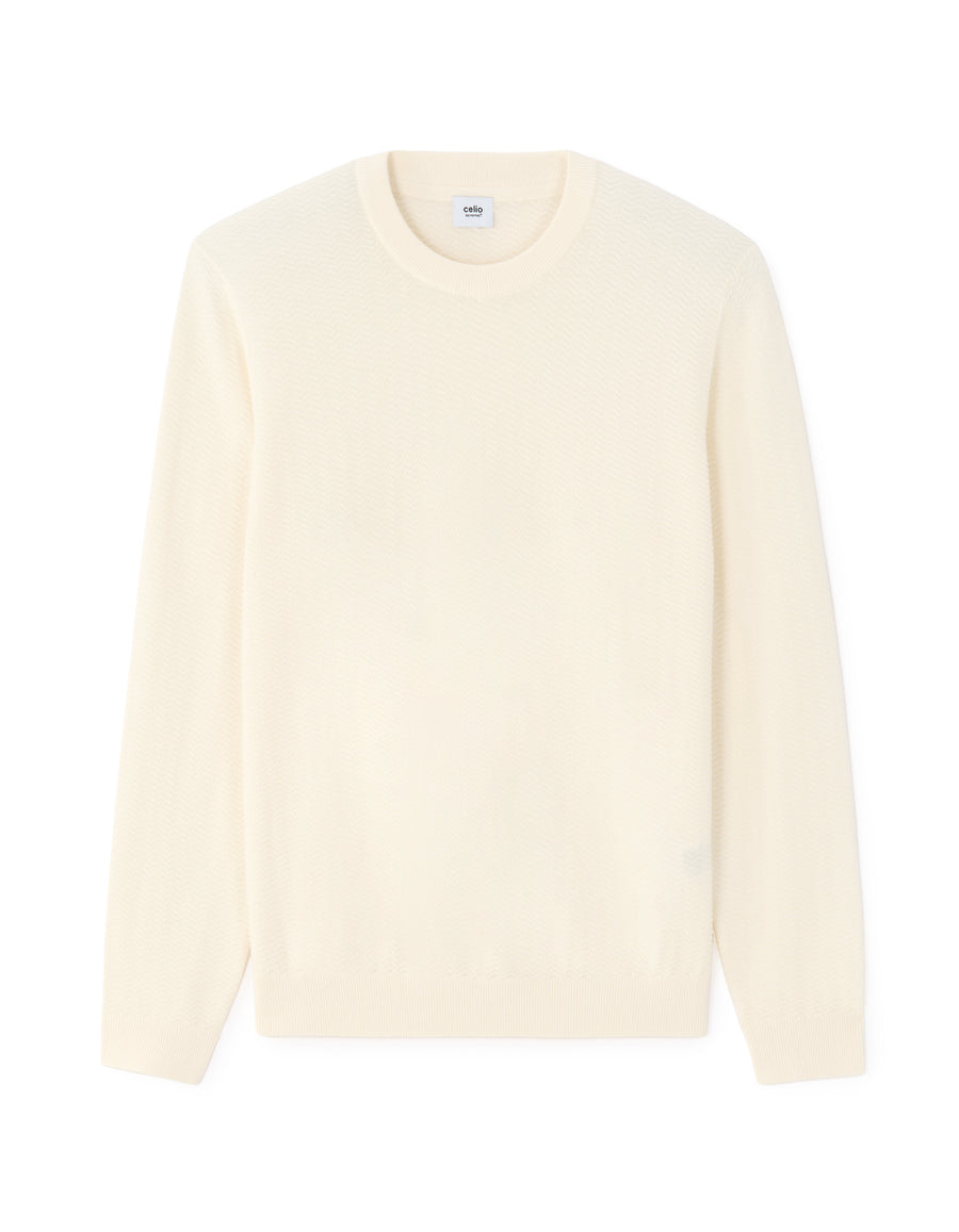 Regular Fit 100% Cotton Crew Neck Sweaters - Off White