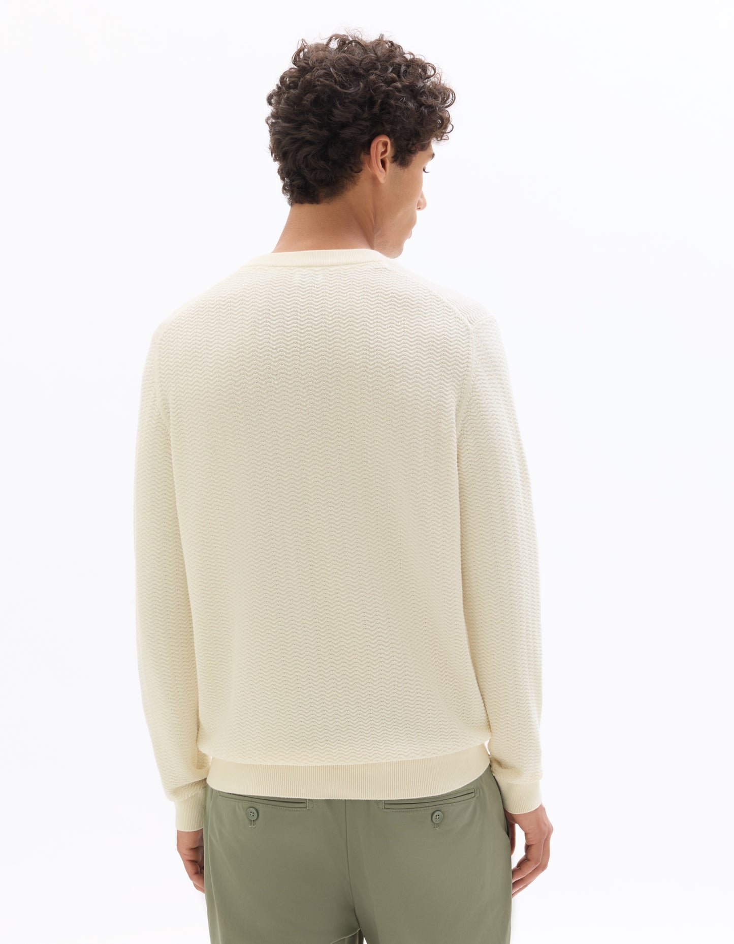 Regular Fit 100% Cotton Crew Neck Sweaters - Off White