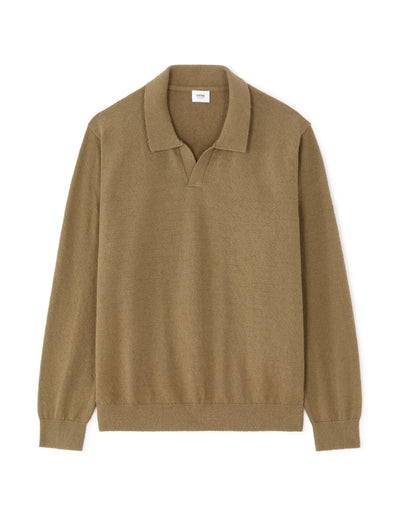 Regular Fit Cotton Blend Textured Round Neck Sweater - Khaki