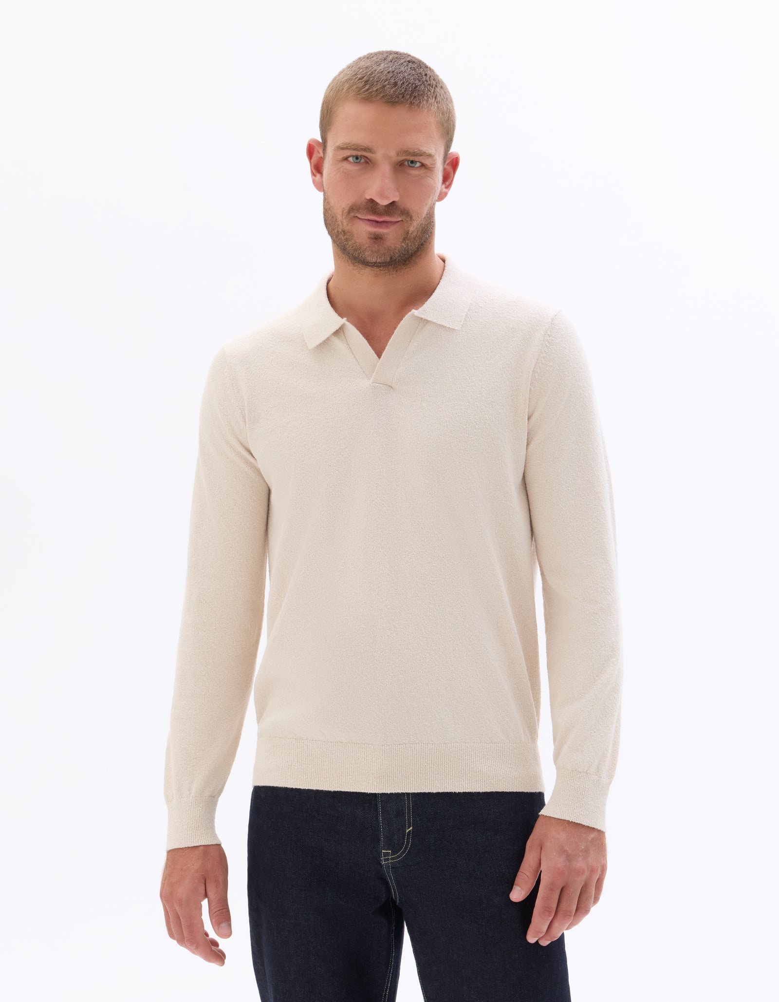 Regular Fit Cotton Blend Textured Round Neck Sweater - Beige