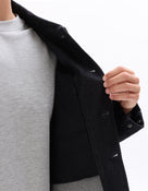 Boxy Fit 100% Cotton Solid Spread Collar Jackets - Black