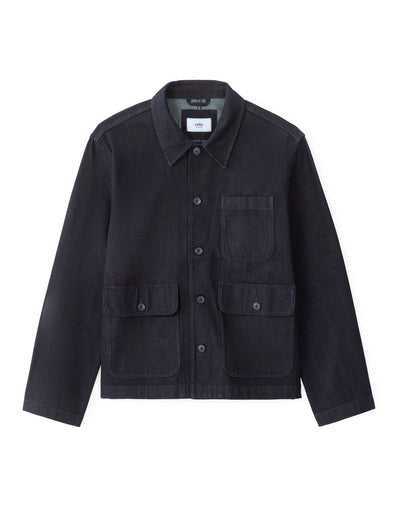 Boxy Fit 100% Cotton Solid Spread Collar Jackets - Navy Blue